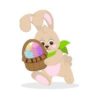 rabbit with eggs in basket vector