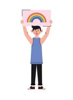 boy with a gay flag vector