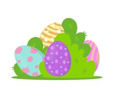 easter eggs in bushes vector