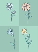 flowers in continuous line vector