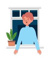 young man in the window vector