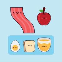 set of kawaii food vector