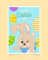 feliz tarjeta de conejito de pascua vector