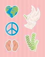 set stickers of peace vector