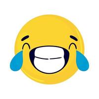 smile emoticon with tears vector