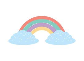 rainbow and clouds vector