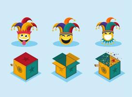 fools day jester and boxes vector