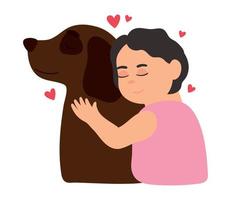 woman with big dog vector