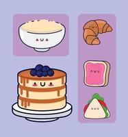 icons collection kawaii food vector