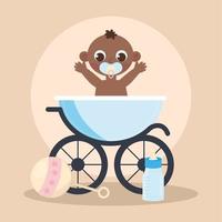 cute baby in trolley vector