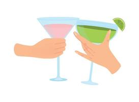 hands with cocktails vector