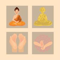 buddha, monk praying vector