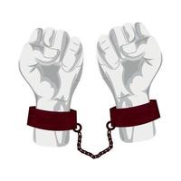 hands in fist with chains vector