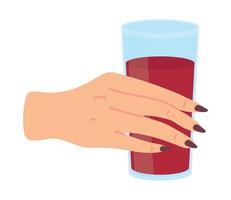 female hand holding a juice vector