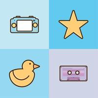 icons collection 90s retro vector