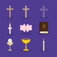 first communion icons vector