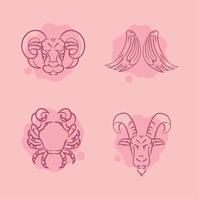conjunto de símbolos del zodiaco vector