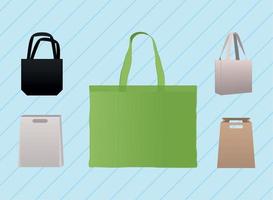 iconos, conjunto, bolsas de compras vector