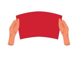 hands with red banner vector