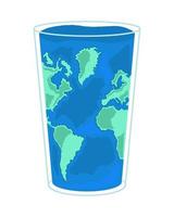 mapa del mundo dentro de un vaso vector