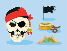 pirate skull and flag vector
