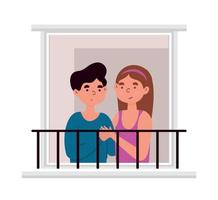 couple looking through the window vector