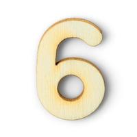 Wooden numeric 6 with  shadow on white photo