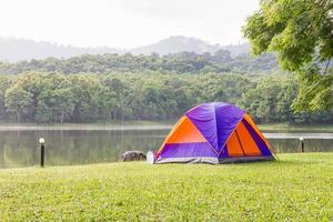 Dome tents camping in forest photo