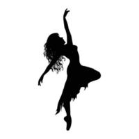 cute girl dancing silhouette vector