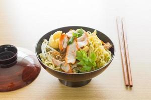 Japanese noodle on kitchen table
