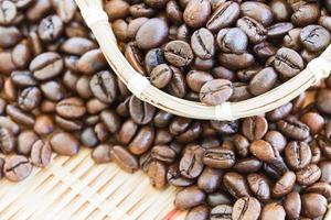 Coffee beans in bamboo basket photo