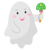 Cute ghost with fly agaric for Halloween. Vector illustration.