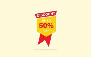 50 Percent discount offer, clearance, promotion banner layout with sticker badge. vector