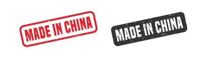 Made in china stamp rubber with grunge style on white background. vector