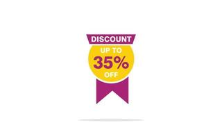 35 Percent discount offer, clearance, promotion banner layout with sticker badge. vector