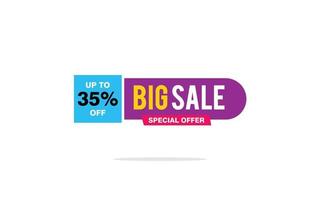 35 Percent discount offer, clearance, promotion banner layout with sticker badge. vector