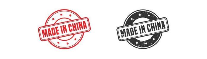 Made in china stamp rubber with grunge style on white background. vector