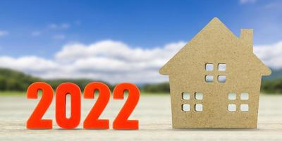 House model and number 2022 with landscape back background photo