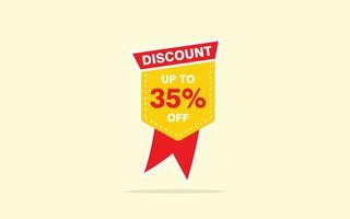 35 Percent discount offer, clearance, promotion banner layout with sticker badge. vector