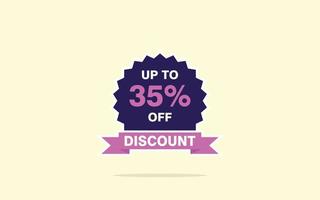 35 Percent discount offer, clearance, promotion banner layout with sticker badge. vector