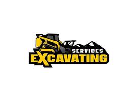 Skid steer logo vector for construction company. Land clearing equipment template vector illustration for your brand.