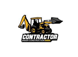 Backhoe logo vector for construction company. Heavy equipment template vector illustration for your brand.
