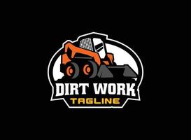 Skid steer logo vector for construction company. Land clearing equipment template vector illustration for your brand.