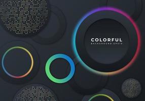 Colorful Neon Light Circle Dimension Black Background with Copy Space for Text vector