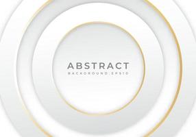 Abstract 3D Circle Papercut Layer White Background with Gold Line Effect Copy Space for Text vector