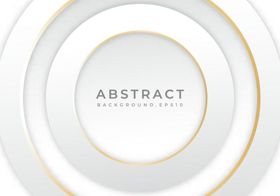 Abstract 3D Circle Papercut Layer White Background with Gold Line Effect Copy Space for Text