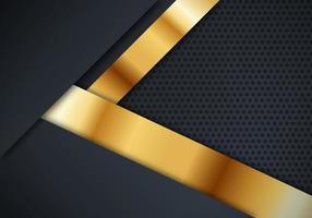 Abstract Premium Black Geometric Overlap Layers Texture Golden Effect Luxury Style on Dark Background with Copy Space vector