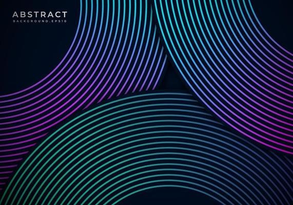 Modern Simple Overlap Circle Lines Gradient Texture on Dark Background with Copy Space