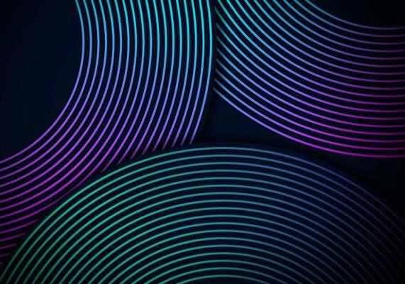 Modern Simple Overlap Circle Lines Gradient Texture on Dark Background with Copy Space