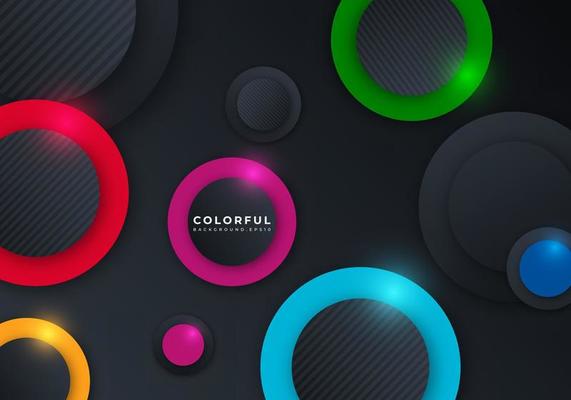 Colorful 3D Circle Shape Dimension Layers Background with Copy Space for Text